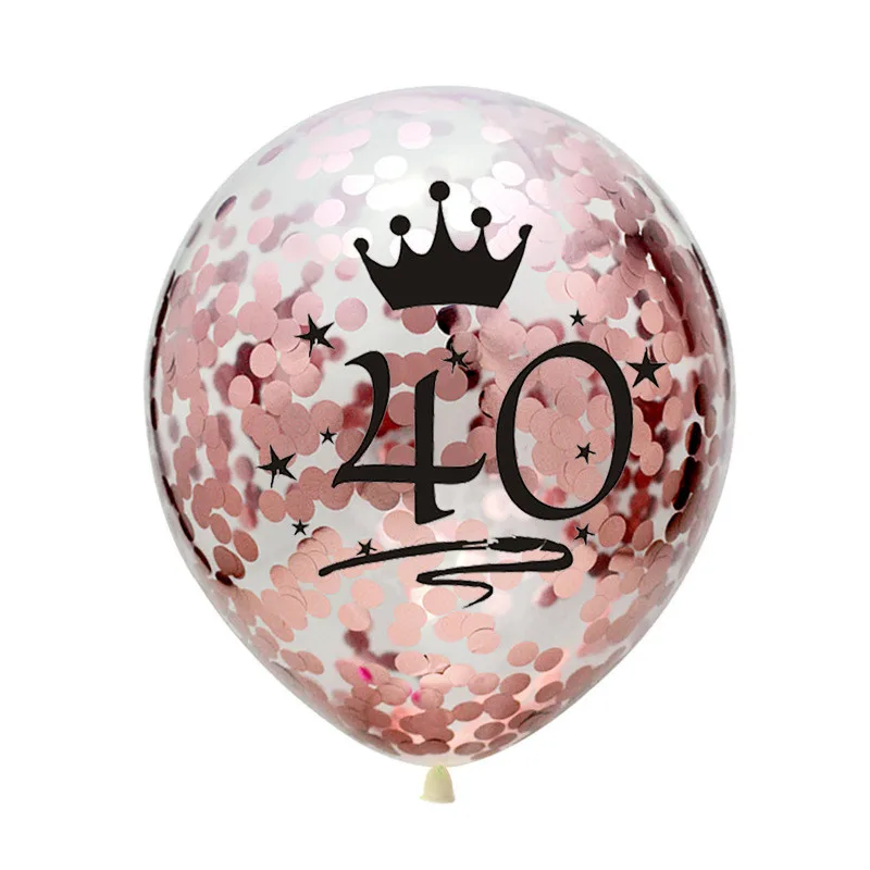 40th rosegold День рождения воздушные шары 5 шт. надувные шары с конфетти 12 дюймов латексные шары Globos 18 21 30 40 50 60 Юбилей воздушные шары на день - Цвет: 40th rosegold