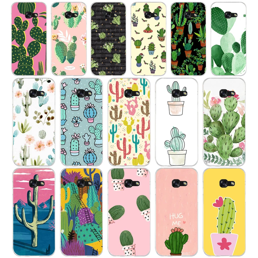 41AQ Cactus Soft Silicone Tpu Cover phone Case for Samsung galaxy a3 a5 2016 2017 a6 A8 2018 | Мобильные телефоны и