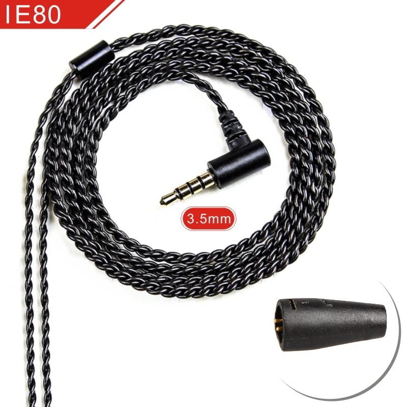 Black IE80 FDBRO кабель для наушников посеребренный провод MMCX кабель для SE425 SE535 IE80 IE8I IE8 A2DC IM 2Pin 0,78 мм чехол - Цвет: Black IE80
