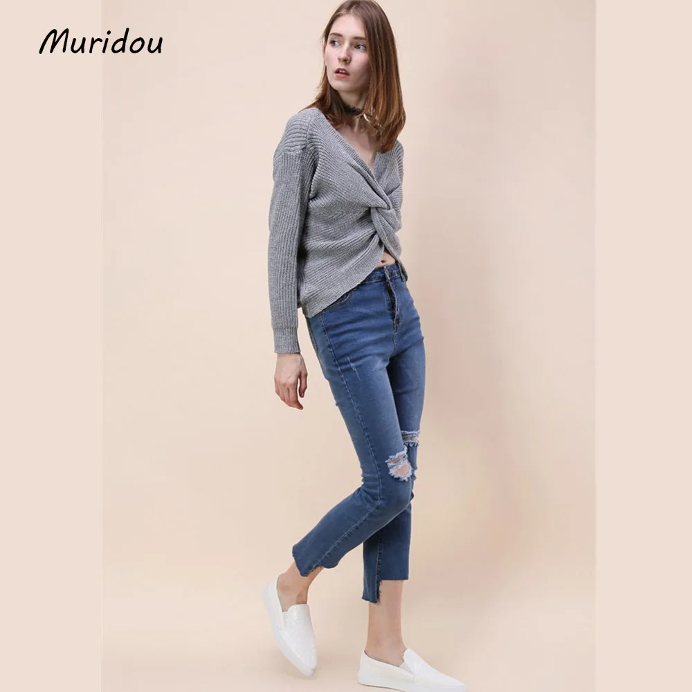 Muridou autumn knitted sweater women pullover Batwing Sleeve winter Autumn pull female knit jumper top 2017 | Женская одежда