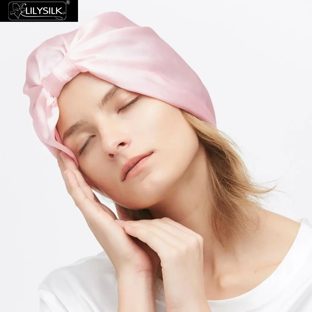 Light Plum LilySilk шелковая шапочка для сна Классическая плиссированная шапка для волос один размер Женская Новинка - Цвет: Light Plum