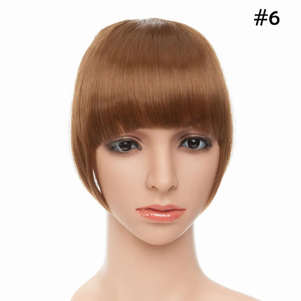 Light brown SNOILITE, 8 дюймов, короткие, передние, аккуратные, челка, заколка, короткая челка, волосы для наращивания, прямые, синтетические, натуральные волосы для наращивания, челка - Цвет: Light brown