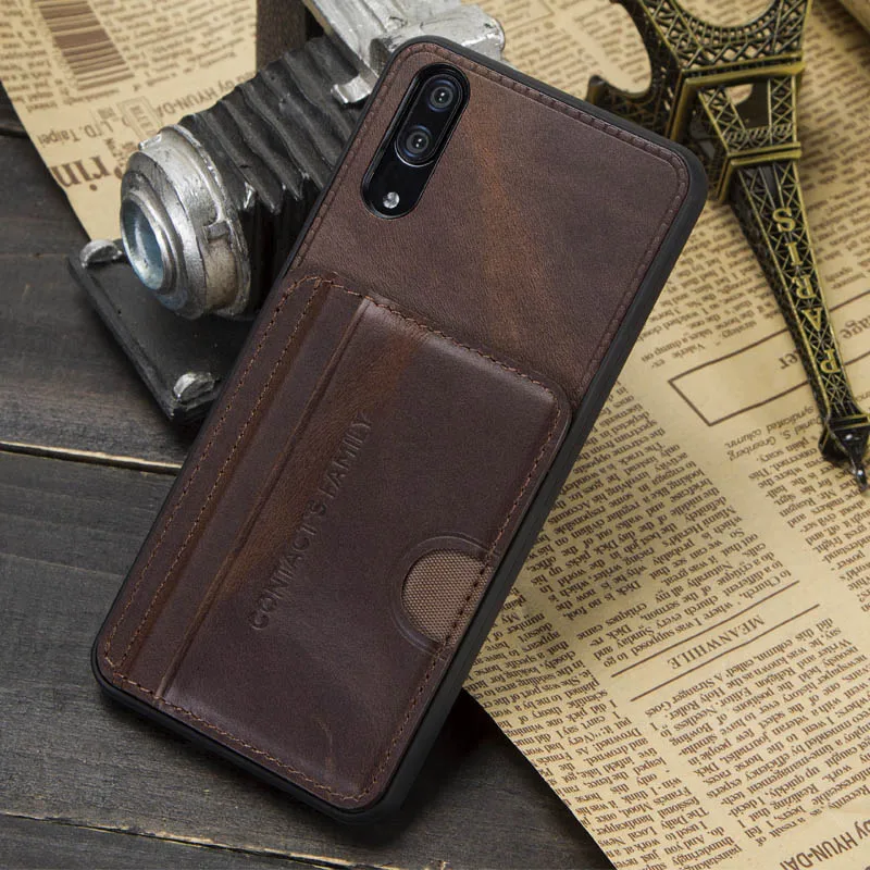 Чехол-кошелек из натуральной кожи для huawei P20, чехол для телефона с магнитной подставкой, держатель для карт, флип-чехол для huawei P20, чехол - Цвет: 1002-coffee
