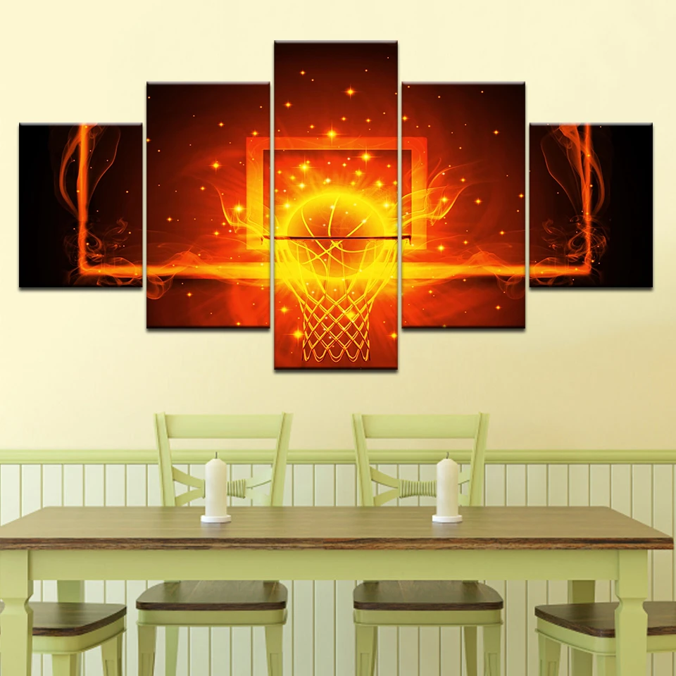 5 панелей настенные художественные плакаты с абстрактным пламенем и