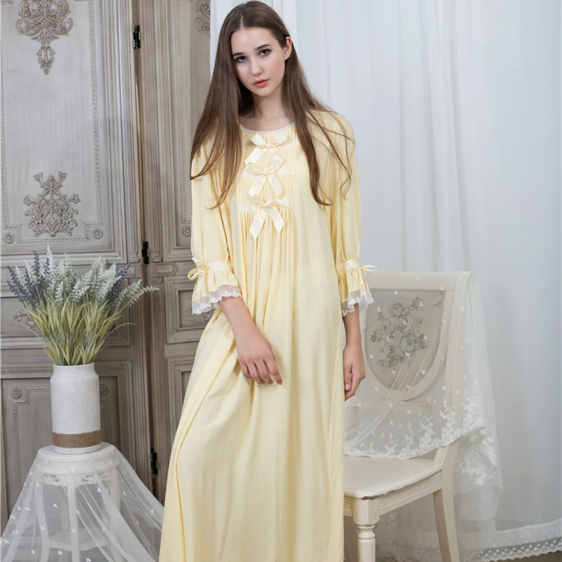 Модная 2019 Пижама Свободная Женская длинная ночная рубашка однотонная винтажная