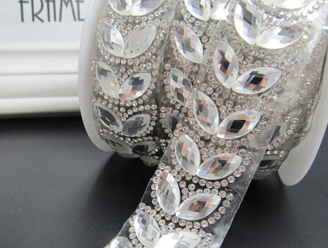 1 ярд прозрачные стразы аппликация отделка одежды/обувь/сумки костюм Свадебные