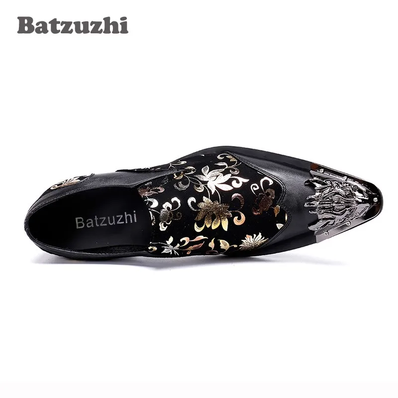 Туфли Batzuzhi мужские деловые итальянская модель модные черные кожаные с острым