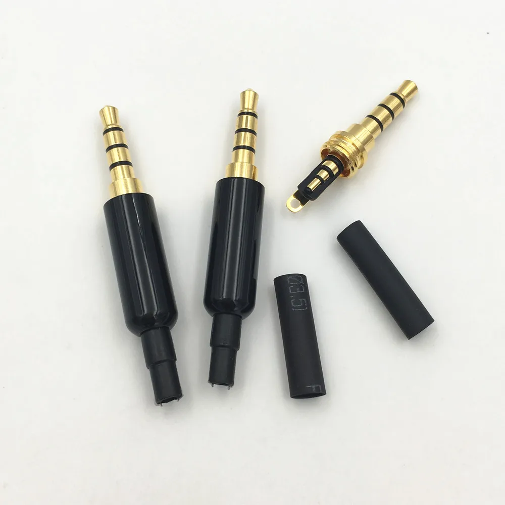 10 компл. 3 5 мм 4 полюсный стерео штекер с хвостовой вилкой + Термоусадочная трубка