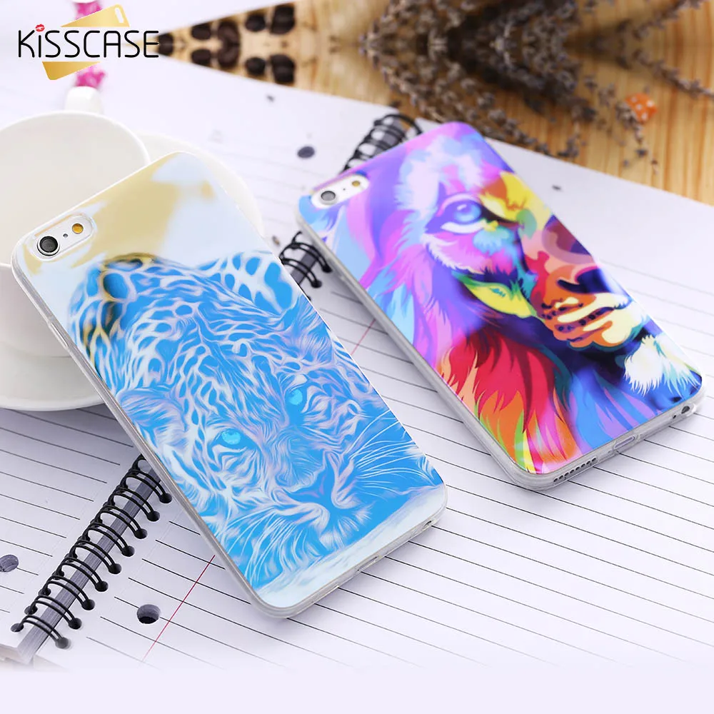 KISSCASE Soft TPU Blue Ray Case For iPhone 6 6s 7 8 Plus Cute Light Silicon Back Cover Ultra Thin 5 5s SE |