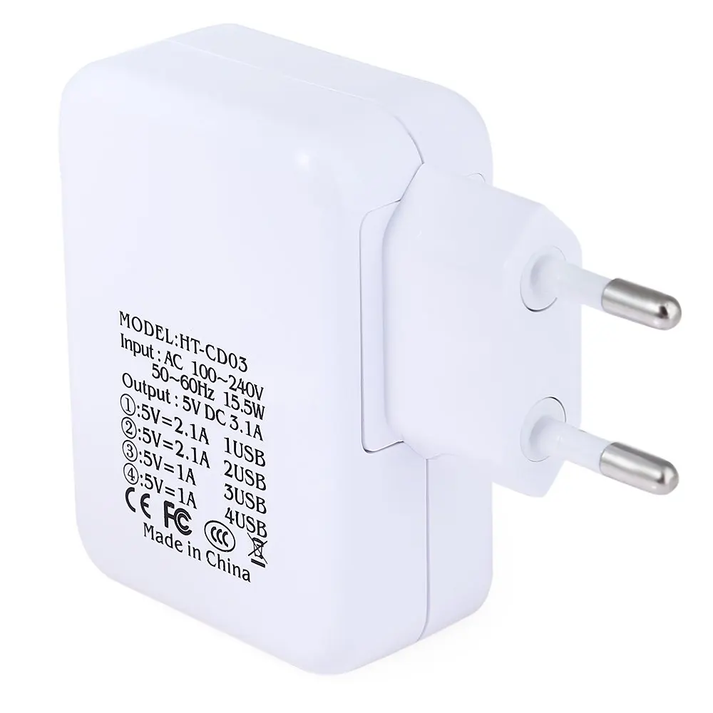 ЕС Plug Смарт-Зарядное Устройство 4 Порта USB Адаптер питания для путешествия Дом