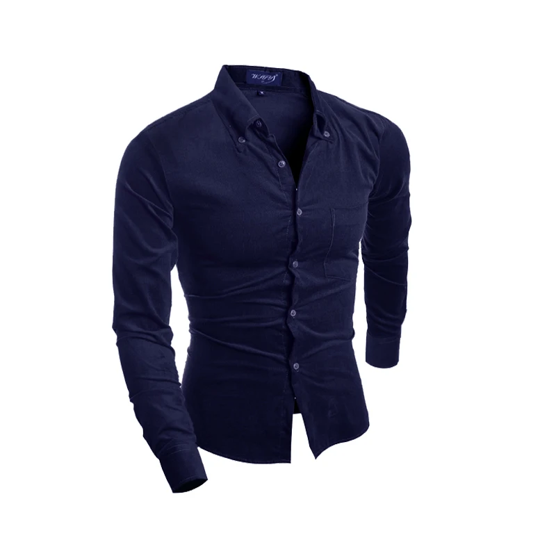 

2018 New listing men's brand business Slim long-sleeved shirt men's dress shirt fashion cotton corduroy trend casual shirt M-XXL