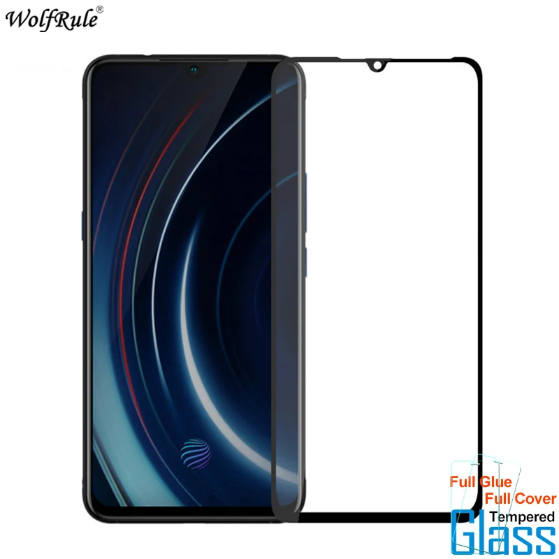 Protector de pantalla de vidrio ViVo IQOO, cubierta de pegamento completo, vidrio templado para ViVo IQOO, pel&iacute;cula protectora de tel&eacute;fono de 6,41 pulgadas, 2 uds.-0