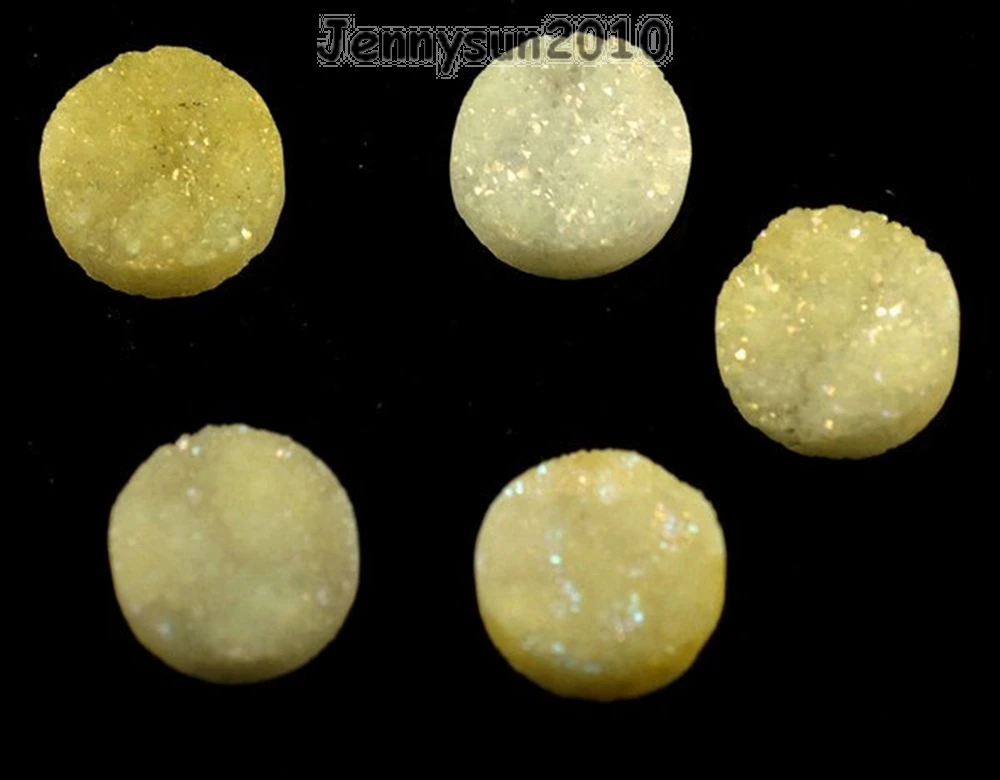 16 мм Желтый AB (без отверстия) Друза кварц Ag-ate плоский разъем Круглый Кабошон