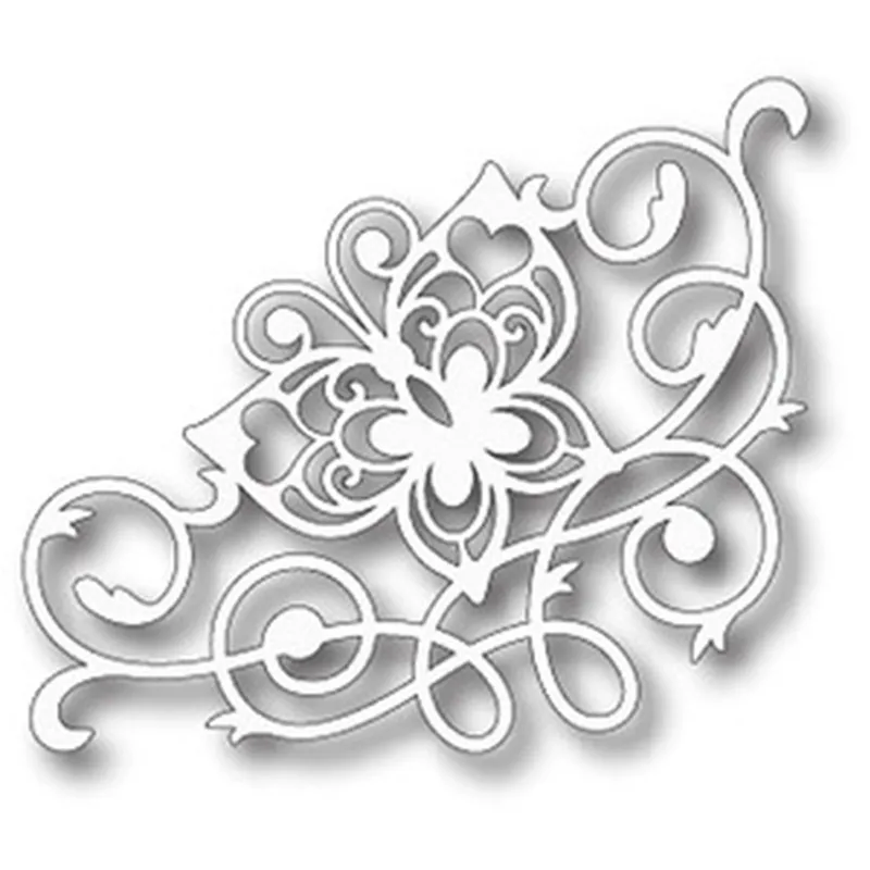 Naifumodo Flourish Butterfly Corner Metal Cutting Dies Новинка года для скрапбукинга альбом Тиснение Бумага ремесла Diecut трафарет