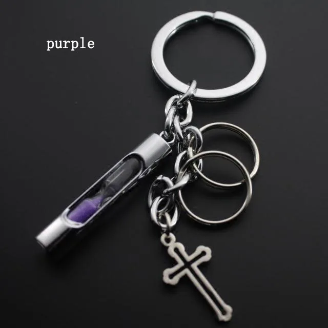 purple Песочные часы брелок для ключей высокое качество брелок с крестом llaveros mujer инновационный chaviro portachiavi сумка очаровательный подарок на Рождество - Цвет: purple