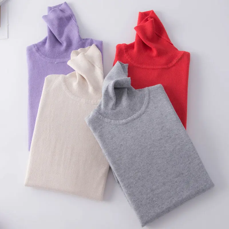 

Women's Slim Knit High Neck Cashmere Sweater Jumper Pullover Sweater Elastic And Comfortable Sweater