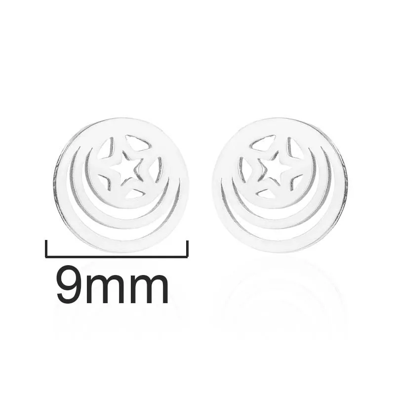 Yiustar New Simple Hollow Small Star Geometric Round Circle Stud Earrings for Women Ear Attractive Charming Jewelry Keepsake | Украшения и