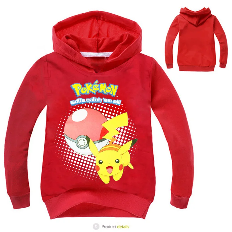 Новинка 2018 года Детская толстовка с капюшоном рисунком pokemon go весенне летний