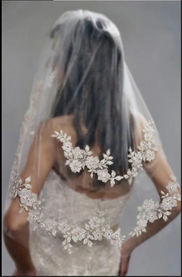 Винтаж белый цвет слоновая кость свадебное кружевное фата короткие два слоя Фата