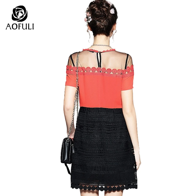 Lace бриллиантовое кружевное платье с коротким рукавом летнее офисное большого