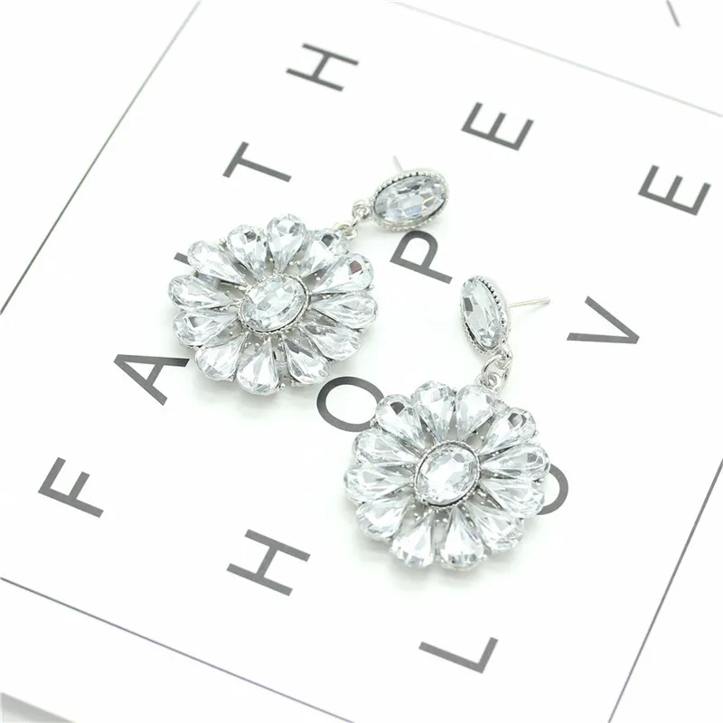 Лето ювелирные изделия Для женщин в Корейском стиле роскошный цветок кристалл