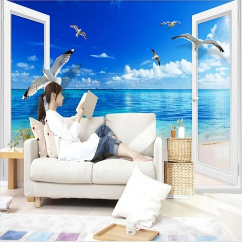 Wellyu индивидуальная объемная настенная фэнтезийная Красивая пляжная 3d-окна для