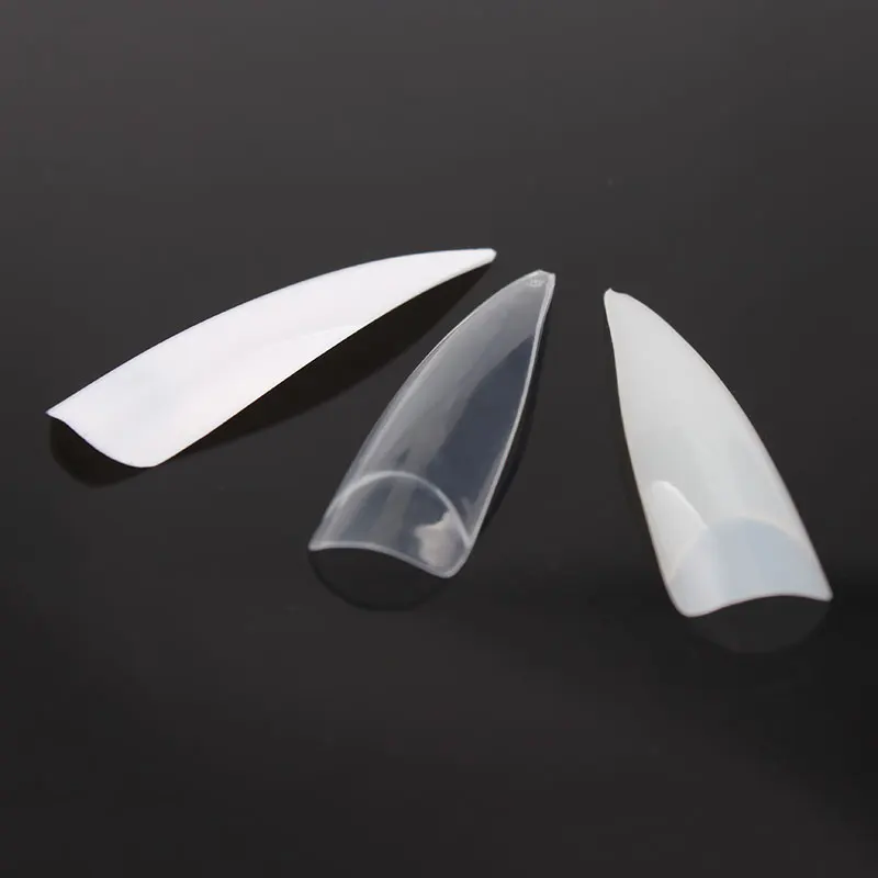 

500pcs/pack 10 Sizes Salon Design Sharp Shape Nail Art False Tips Natural/Transparent/White 3 Colors Nail Art Tips