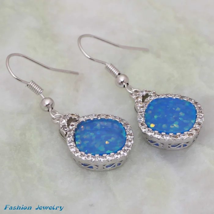 Подарок на любовь серьги капли серебряные ювелирные изделия голубой опал