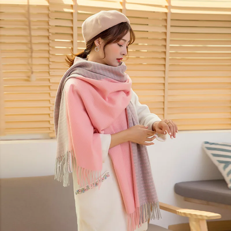 Новые однотонные кашемировый шарф с кисточкой леди осень зима длинный высокого