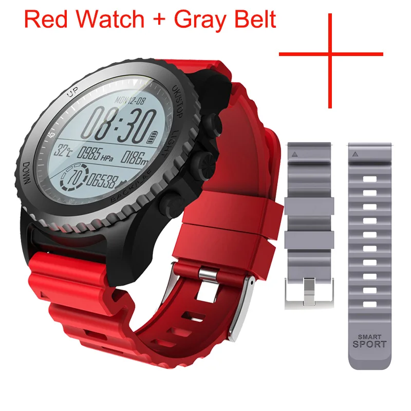 Red Add Gray Belt JingTider Профессиональные уличные спортивные Смарт-часы S968 gps часы монитор сердечного ритма скалолазание плавание Подводное плавание водонепроницаемый IP68 - Цвет: Red Add Gray Belt