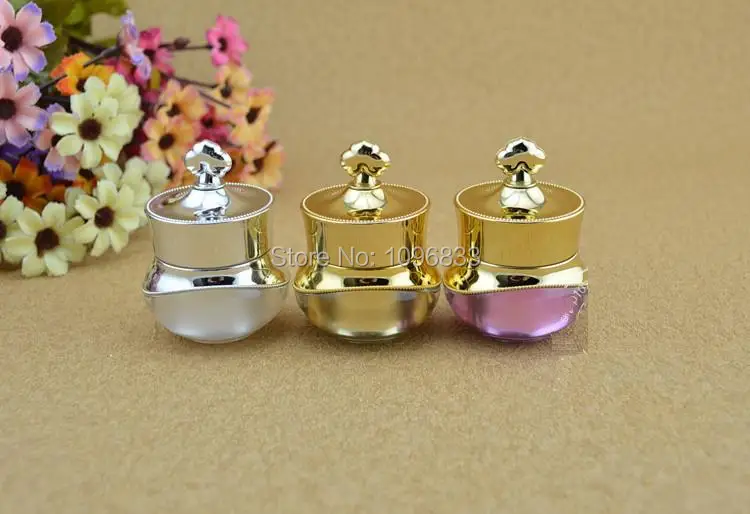 5G 5ML Acrylic Crown Jar Silver White Color, Empty Cosmetics Packing Jar, High Quality Acrylic Crown Bottle, 50pcs/Lot