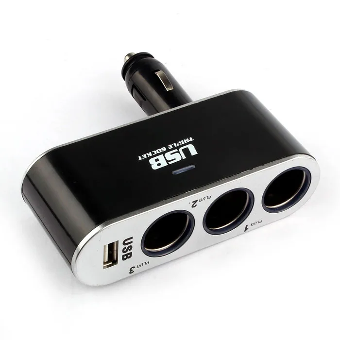 12 В/24 В 3USB питания автомобильное зарядное устройство тройная сигарета зажигалка