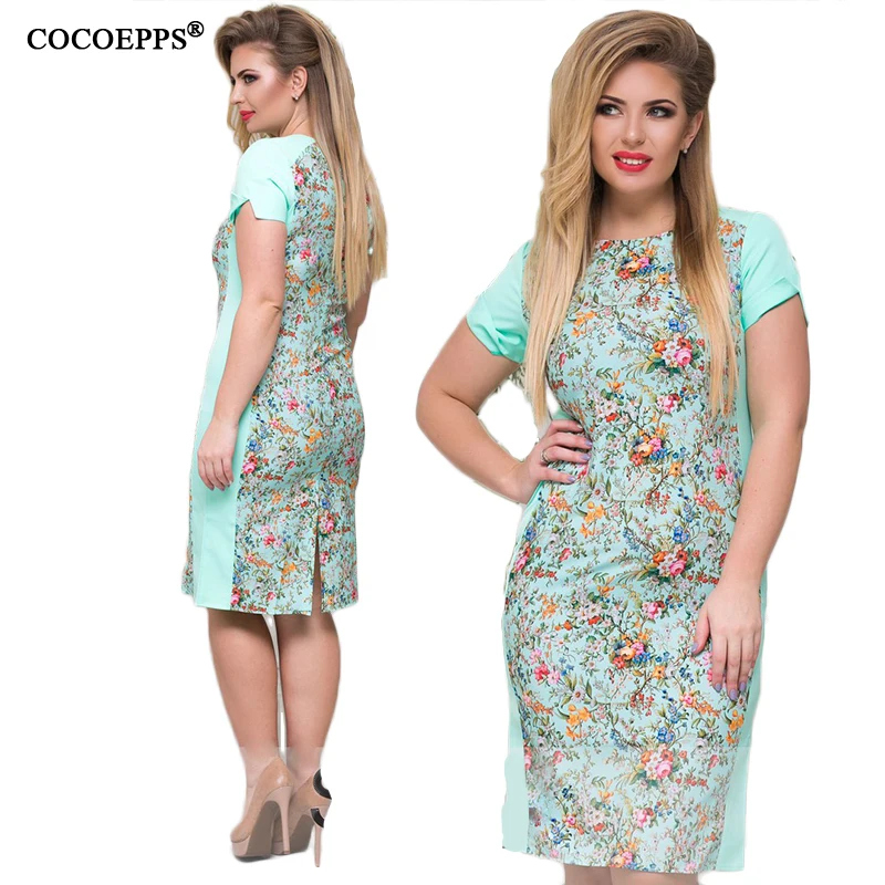

2020 Women Summer Elegant 5XL 6XL Plus size print dress Large Big Size Dresses ladies Sexy O-neck clothing Party Dresses 4XL