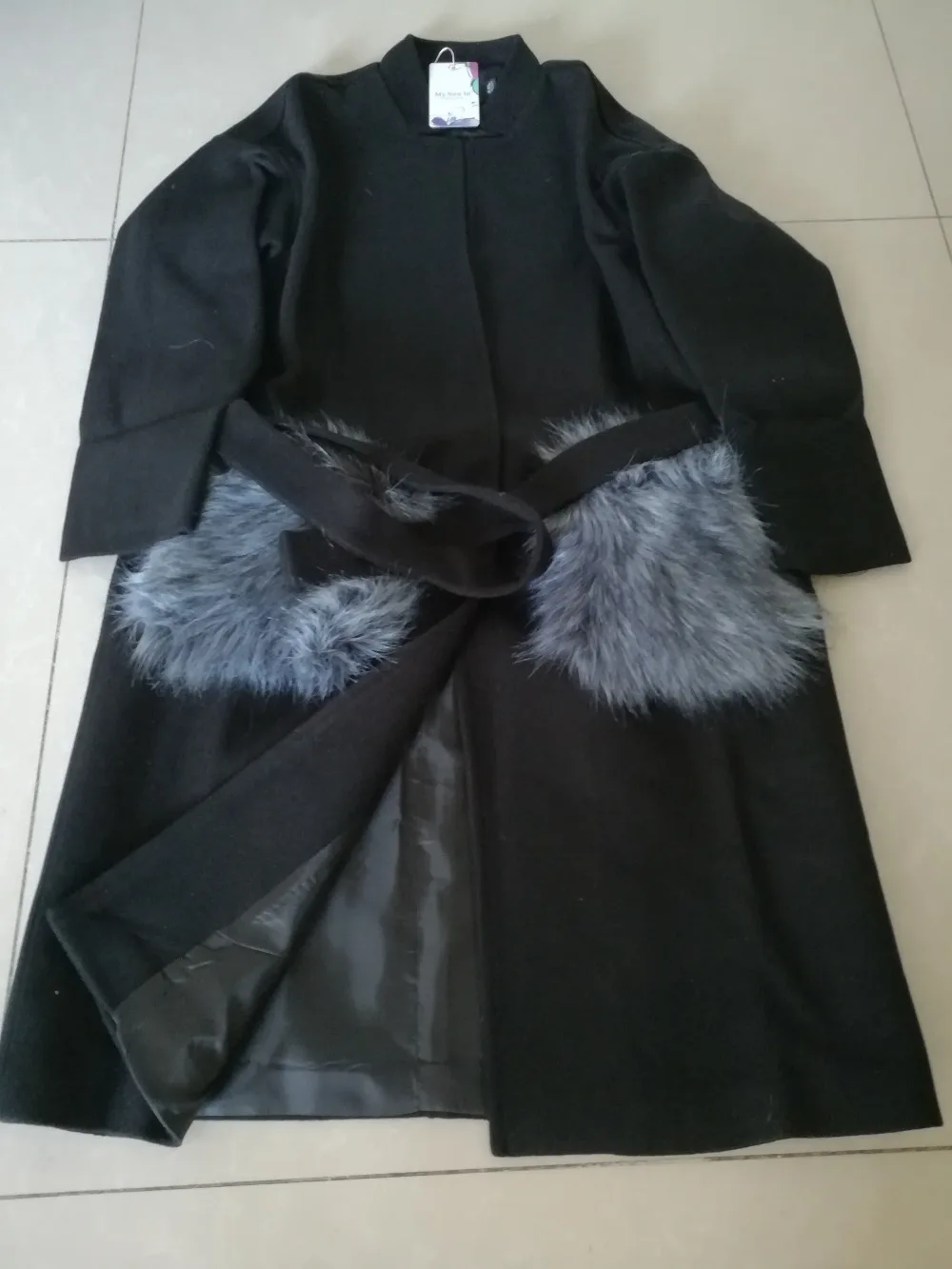 My New In женские зимние пальто куртки осень зима серое шерстяное пальто с мехом Pocekt длинная парка Теплая Верхняя одежда Весна casaco feminino