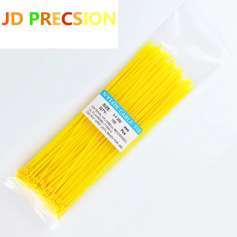 yellow 2,5/200 мм 100 шт цветные застежки-молнии 8 дюймов Пластиковые самофиксирующиеся нейлоновые закручивающиеся крючки и петли кабельные стяжки 8 кг проволочные связывающие ремни - Цвет: yellow
