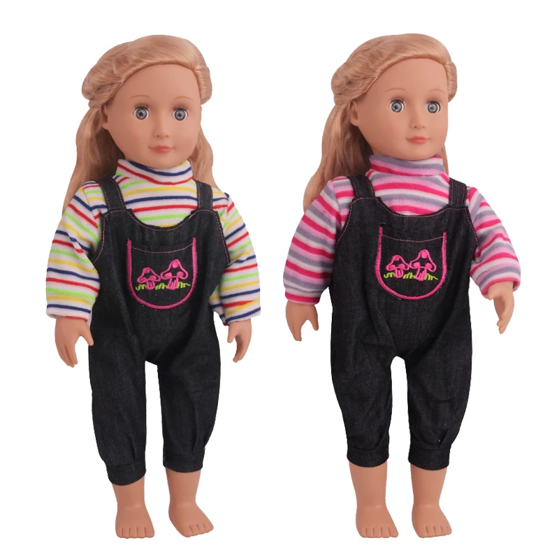 18 inch Girls doll clothes Yellow magenta striped shirt with pants American new born dress Baby toys fit 43 cm baby dolls c801 | Игрушки и