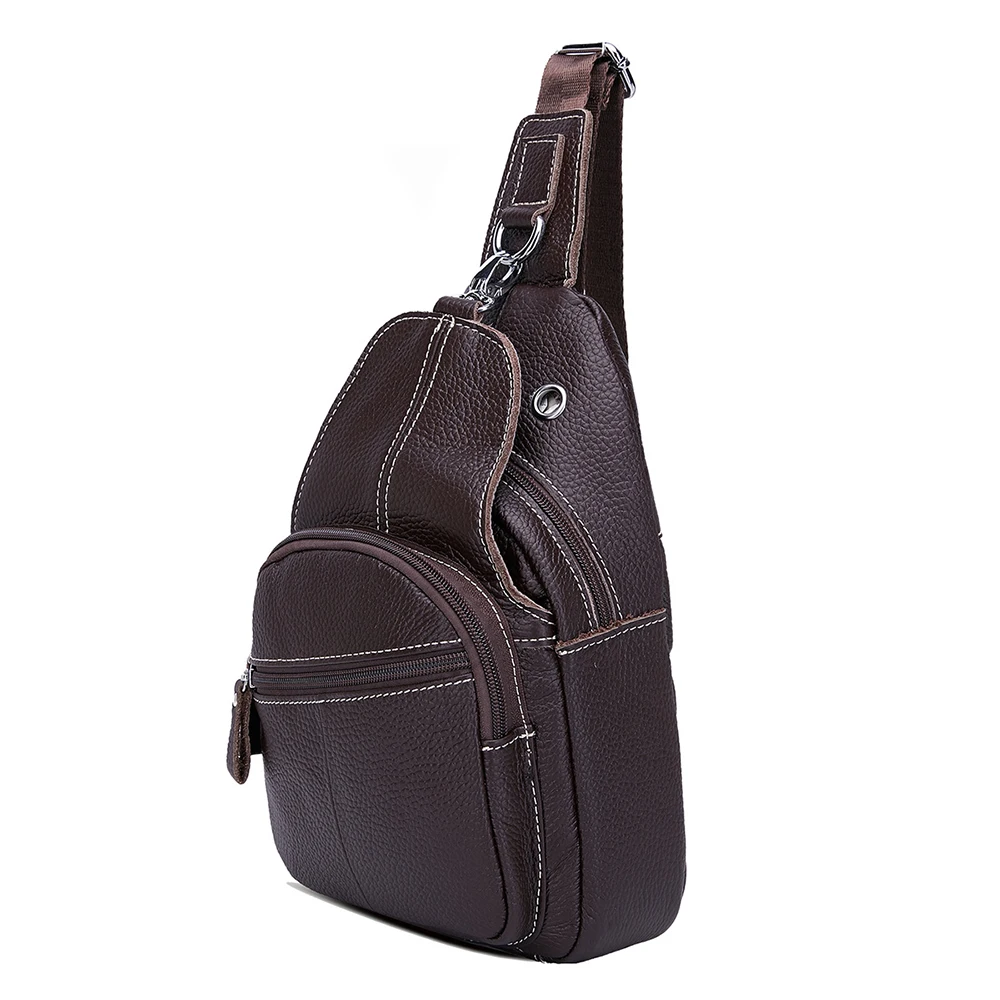 Explosive quality Genuine Leather Mens Sling Bag business travel Single Shoulder Bags Men Chest Pack Messenger Crossbody | Багаж и сумки