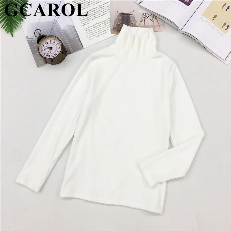 GCAROL New Arrival Fall Winter Women Pleuche Turtleneck Sweater Stretch High Quality Smooth Thick Pullover Basic Warm Jumper | Женская