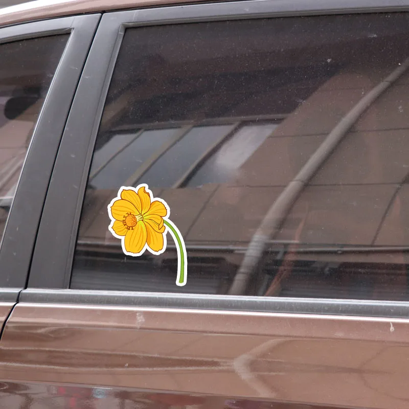 

YJZT 10.4*13.6CM Unique Flower Decor Car Stickers Bumper Car Window Personalized 11A0956