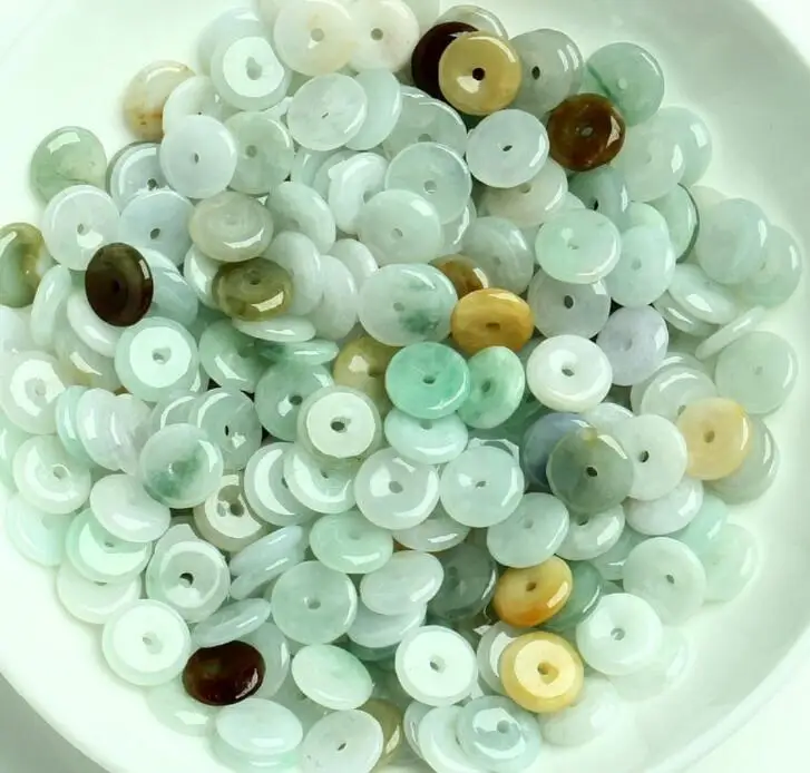 

50pcs Chinese Natural A Grade Color Jade (Jadeite) Bead Lucky Circle Loose Bead free shipping