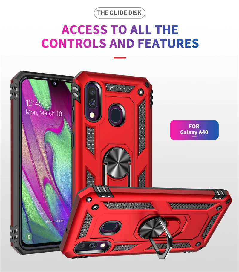 Магнитный металлический ударопрочный чехол с подставкой для телефона SAMSUNG Galaxy A40