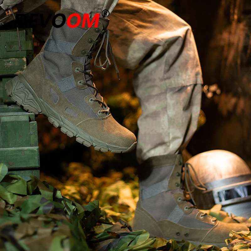 Мужские армейские ботинки PUBG коричневые тактические из замши большие размеры до