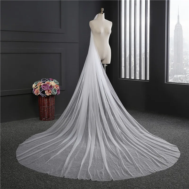 

Elegant Long 300*300 CM Bridal Wedding Veils 1 Layer Ivory Tulle Women With Comb Wedding Accessories