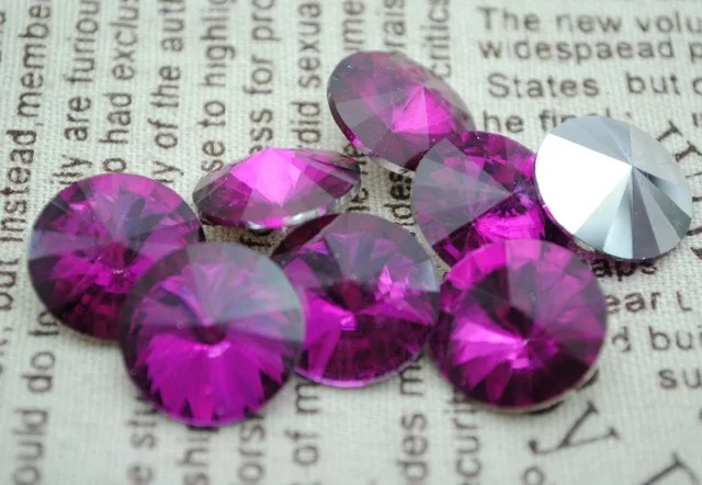 100pcs/lot Fuchsia Color 8mm 10mm 12mm 14mm 16mm 18mm 20mm Chinese Top Quality Round Fancy Stone Rivoli glass beads | Дом и сад