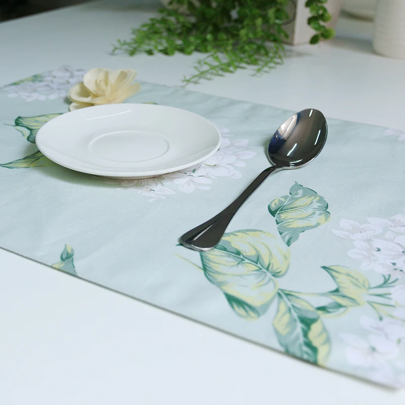 4Pcs Green Hyacinth Printed Placemat Dining/Kitchen Table Mat Pad Tableware Utensil Restaurant Catering Acessorios De Cozinha | Дом и сад