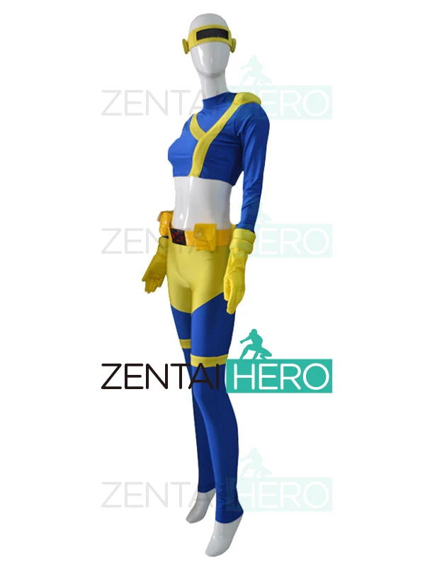 X-men Cyclops Косплэй костюм синий и желтый лайкра X-men Comic женский вариант костюм супергероя хэллоуин боди