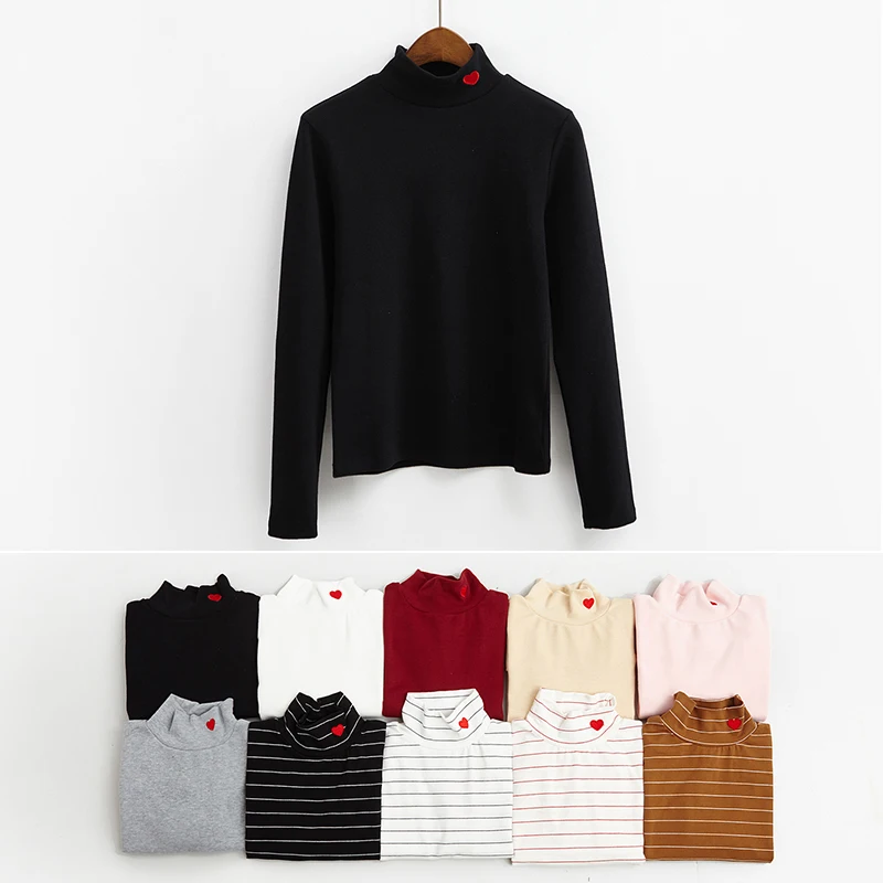 Женская футболка в стиле Харадзюку с вышитым сердцем и сердечком маленький