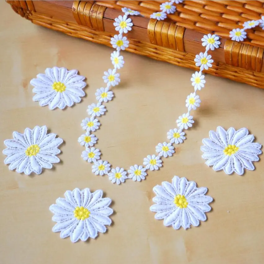 K15329 2 ярда/партия растворимое кружево ромашки отделка вязание свадьба вышивка
