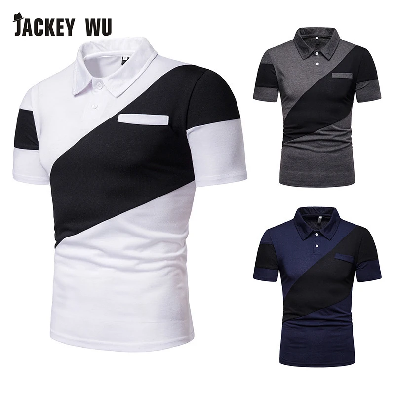 JACKEYWU Polo Shirt Men 2019 Summer Fashion Contrast Color Half Sleeve Tees Cotton Breathable Camisa Elastic Casual Polos | Мужская