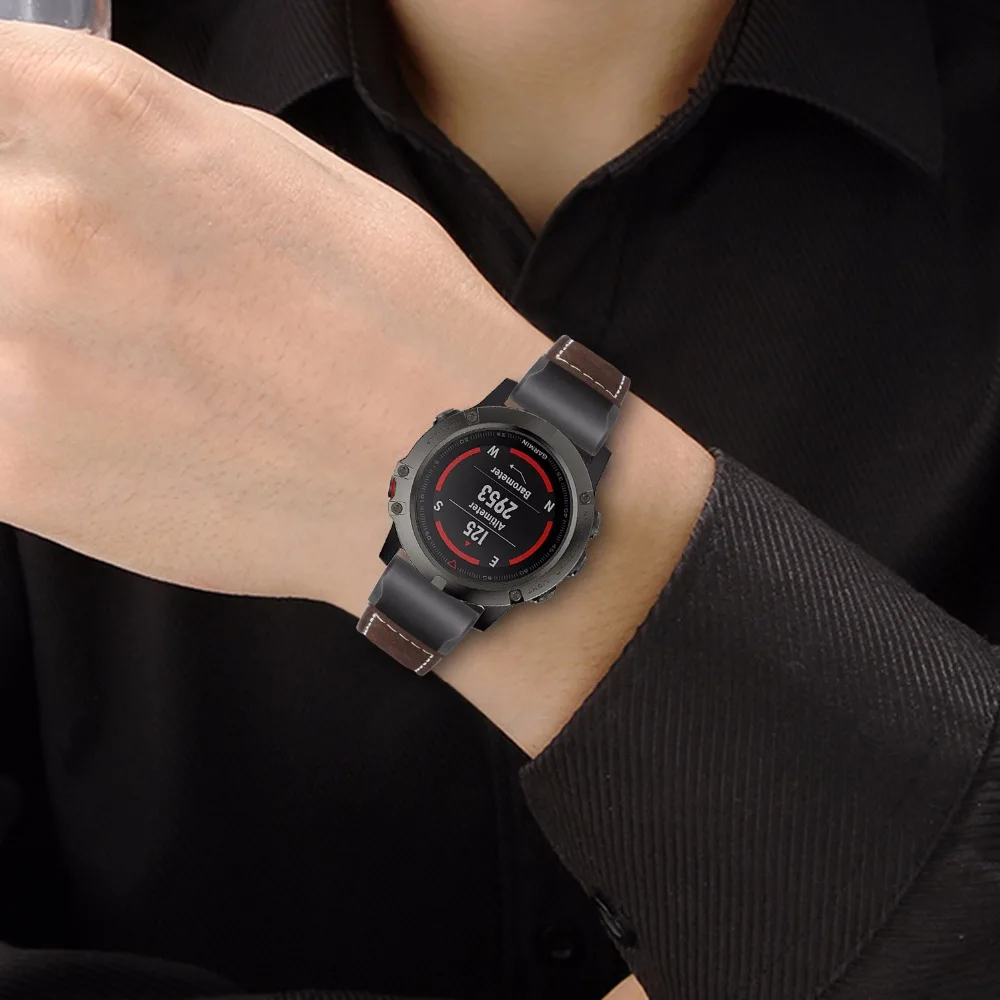 Ремешок из натуральной кожи для наручных часов Garmin Fenix 5X/3/3HR | Наручные часы